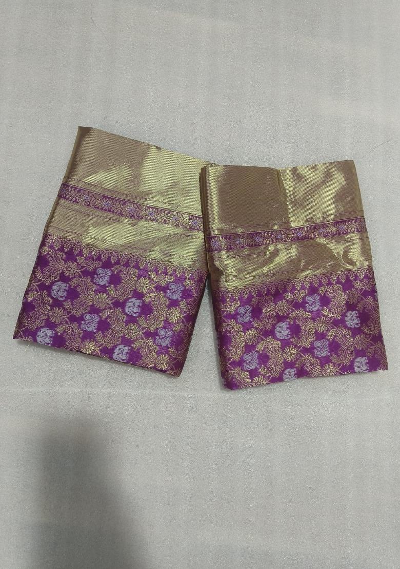 Purple Weaving Work Silk Saree Set - Indya