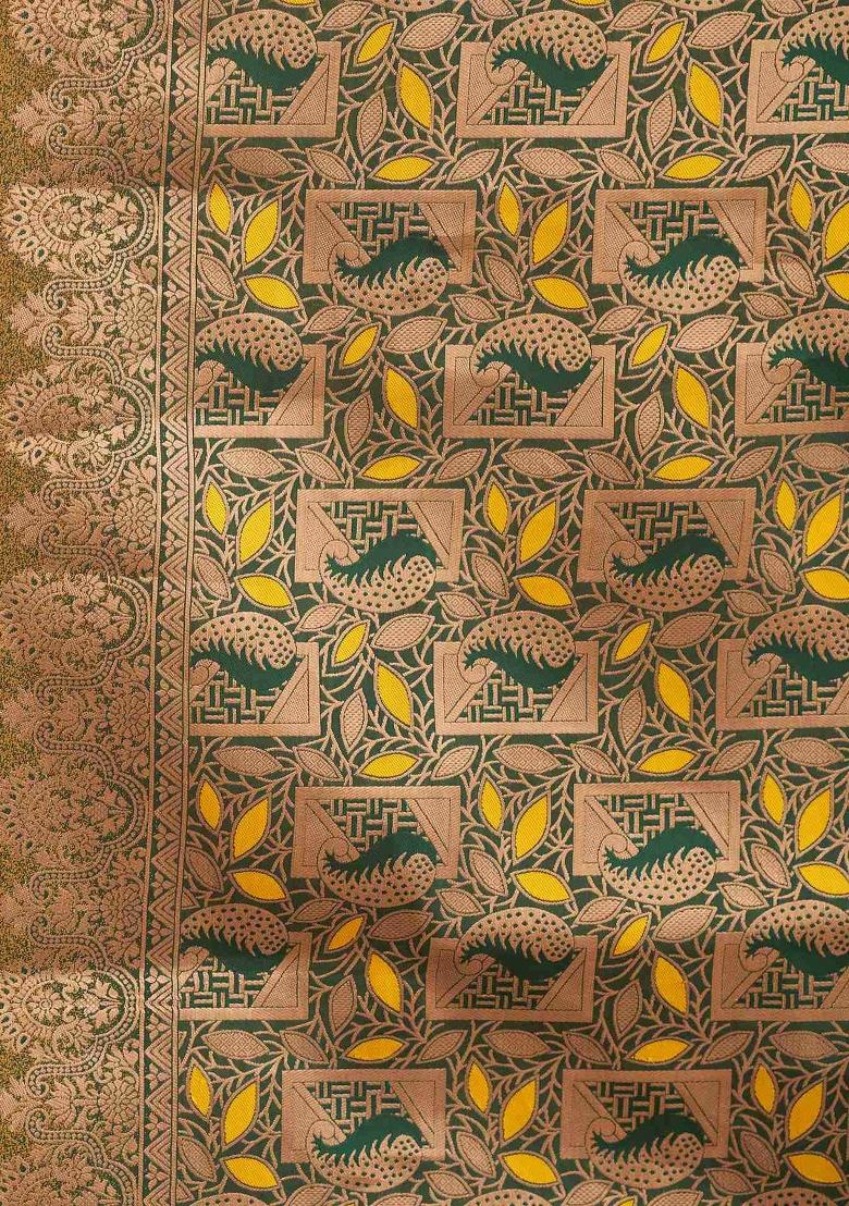 Yellow Weaving Work Silk Saree Set - Indya