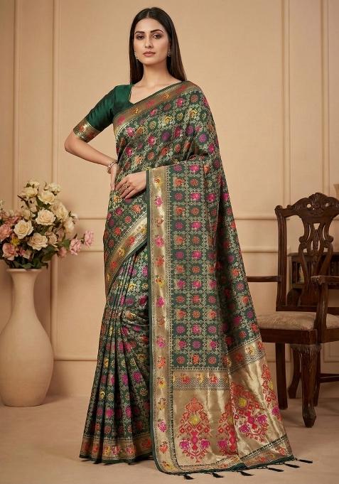 Multicolor Weaving Work Silk Saree Set