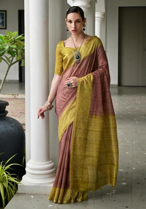 Multicolor Printed Silk Saree Set