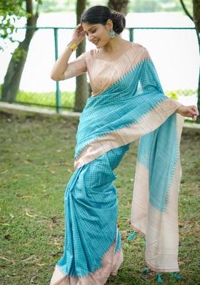 Firozi Printed Silk Saree Set