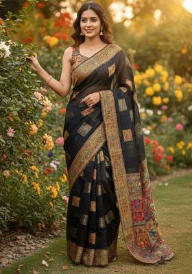Multicolor Zari Work Silk Saree Set