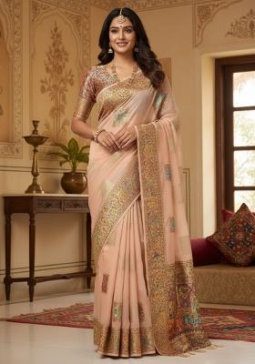 Multicolor Zari Work Silk Saree Set