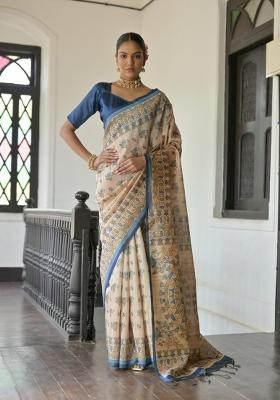 Multicolor Printed Silk Saree Set