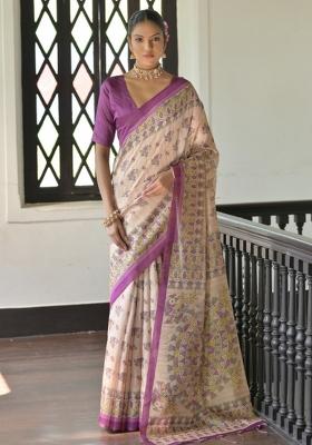 Multicolor Printed Silk Saree Set