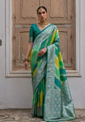 Multicolor Jacquard Work Silk Saree Set