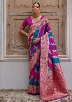 Multicolor Jacquard Work Silk Saree Set