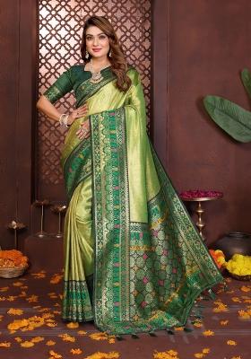 Green Woven Work Silk Saree