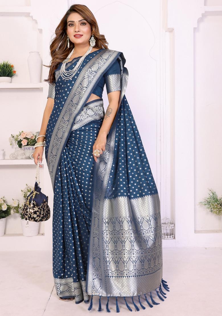 Nevy Weaving Work Silk Saree - Indya