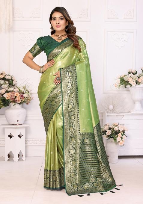 Green Woven Work Silk Saree