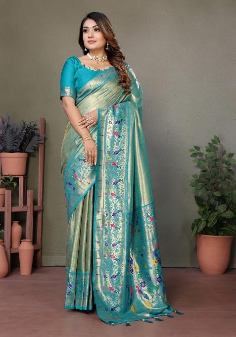 Rama Woven Work Silk Saree