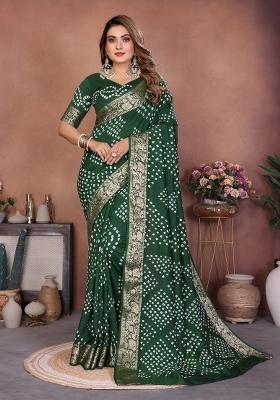 Green Self Design Silk Saree