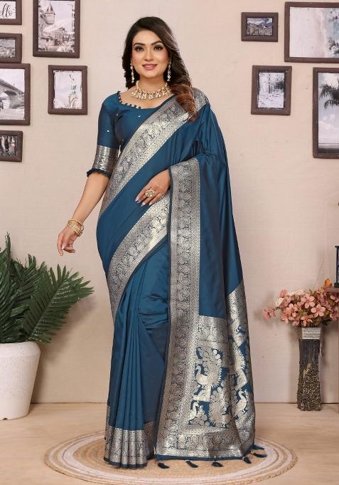 Rama Weaving Work Silk Saree