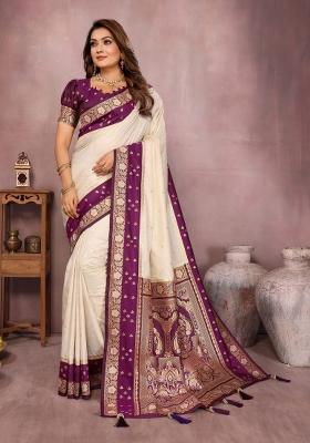 Purple Woven Work Silk Saree
