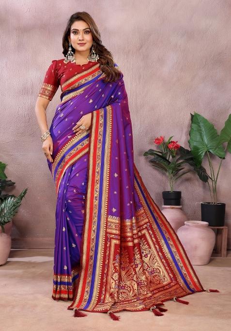 Blue Woven Work Silk Saree