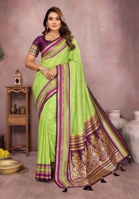 Parrot Woven Work Silk Saree