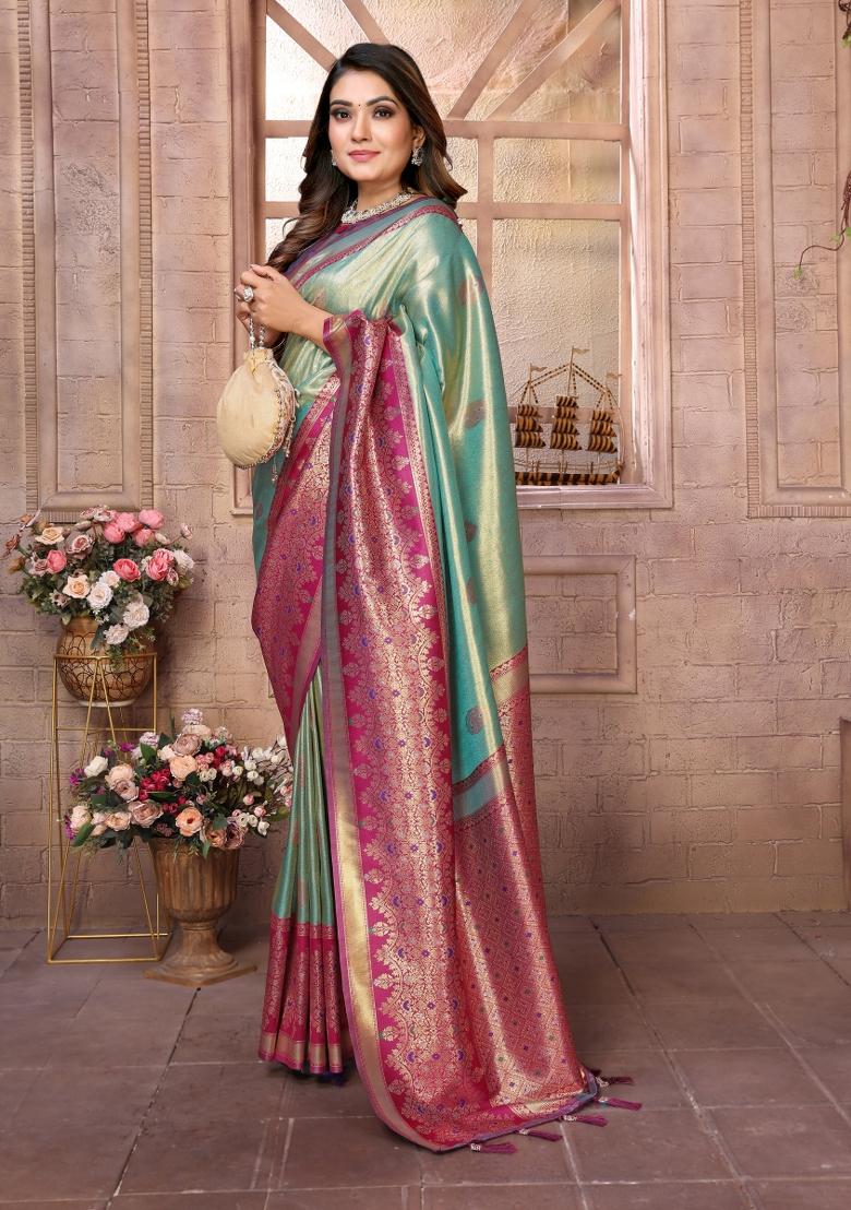 Rama Woven Work Silk Saree - Indya