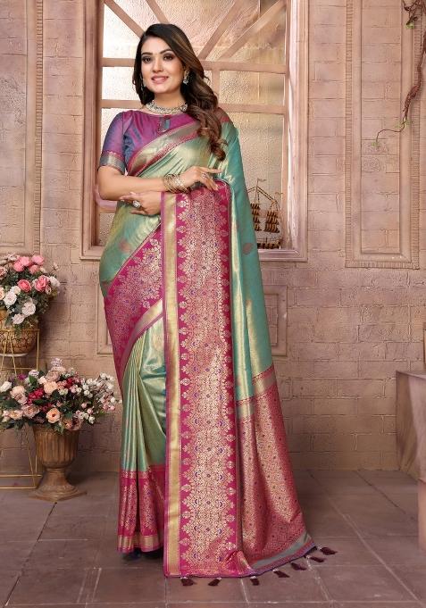 Rama Woven Work Silk Saree