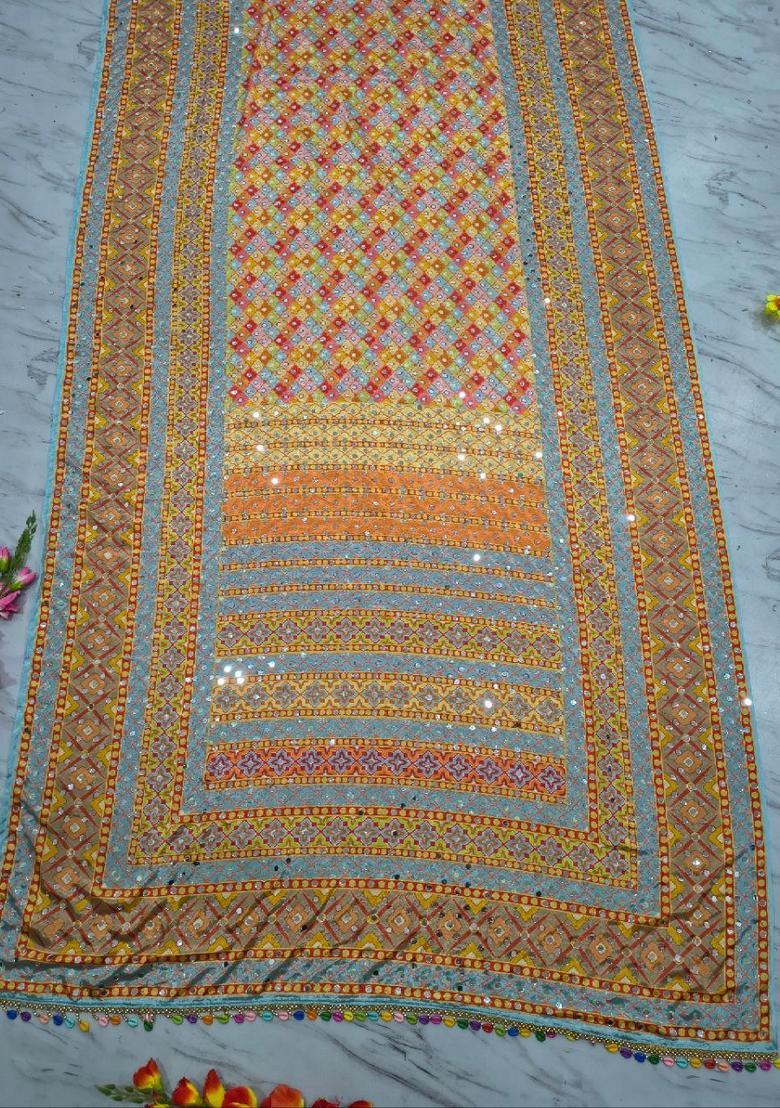 Light Yellow Printed Silk Saree Set - Indya