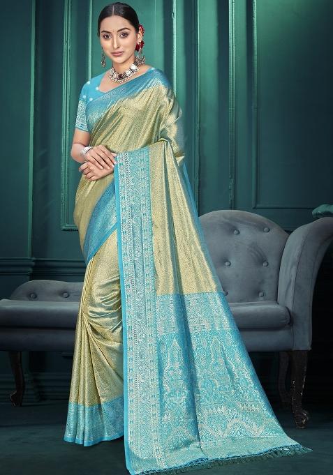 Green Zari Work Silk Saree Set