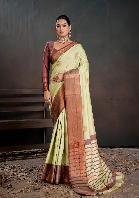 Green Zari Work Silk Saree Set