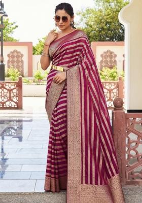 Maroon Zari Work Georgette Saree Set
