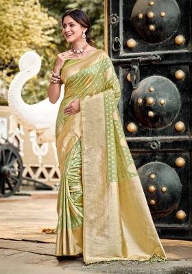 Green Zari Work Silk Saree Set