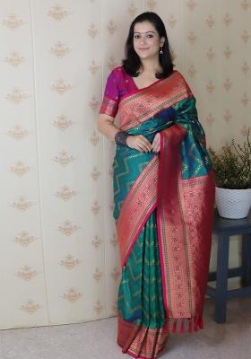 Green Zari Work Silk Saree Set