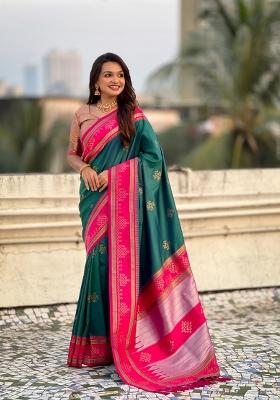Green Zari Work Silk Saree Set