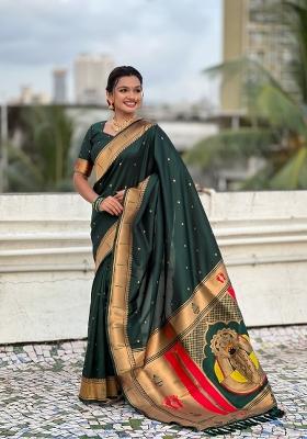 Green Zari Work Silk Saree Set