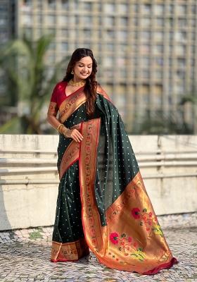 Green Zari Work Silk Saree Set