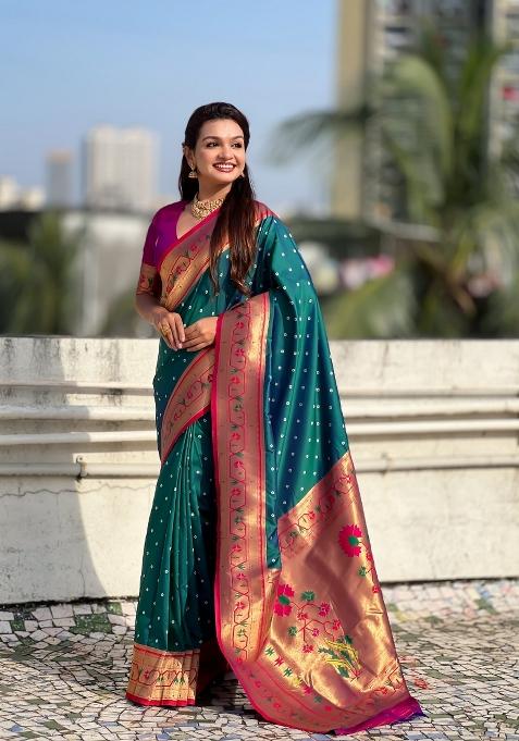 Green Zari Work Silk Saree Set