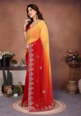 Red Embroidered Silk Saree