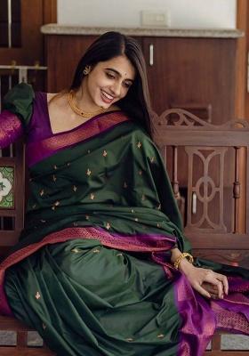 Green Jacquard Work Silk Saree Set