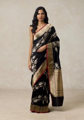 Black Jacquard Work Silk Saree Set