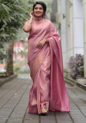 Pink Jacquard Work Silk Saree Set