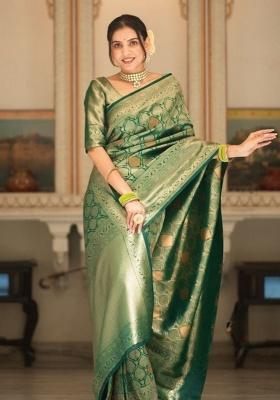 Green Zari Work Silk Saree Set
