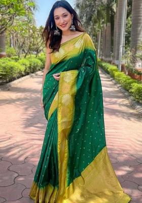 Green Zari Work Silk Saree Set
