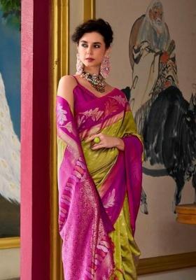 Pink Jacquard Work Silk Saree Set