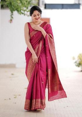 Pink Jacquard Work Silk Saree Set