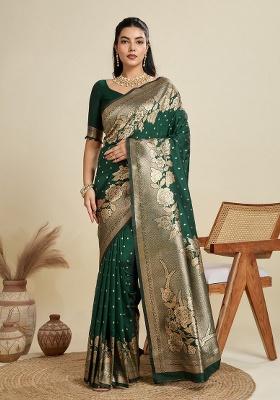 Green Jacquard Work Silk Saree Set