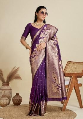 Wine Jacquard Work Silk Saree Set