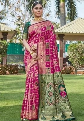 Pink Jacquard Work Silk Saree Set