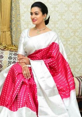 Pink Jacquard Work Silk Saree Set