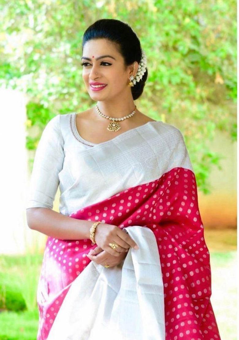 Pink Jacquard Work Silk Saree Set - Indya