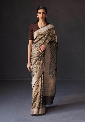 Black Jacquard Work Silk Saree Set