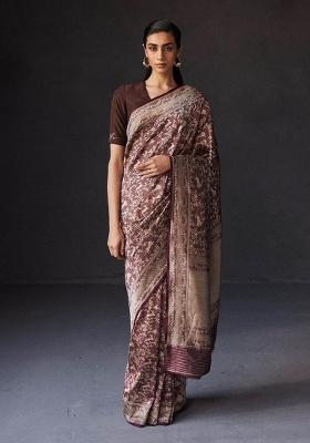 Maroon Jacquard Work Silk Saree Set
