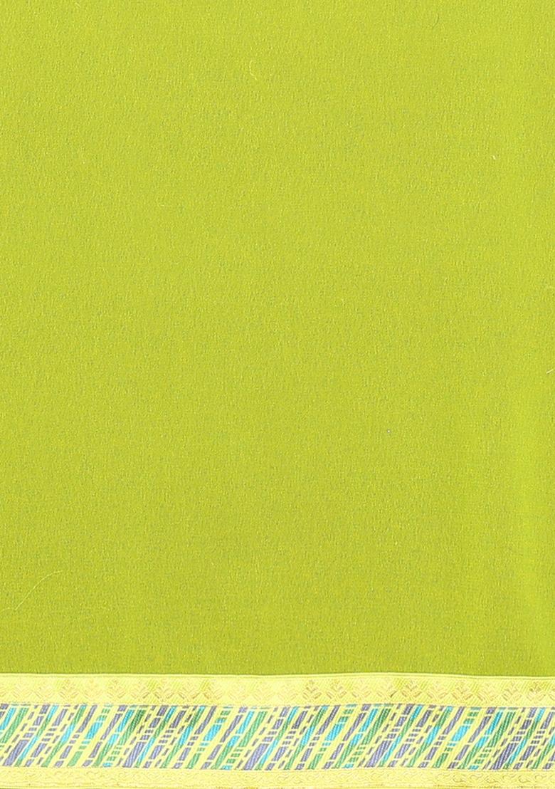 Parrot Solid Silk Saree Set - Indya