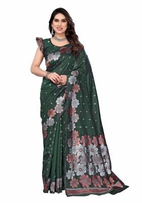 Green Weaving Silk Saree Set
