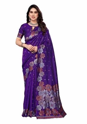 Purple Weaving Silk Saree Set